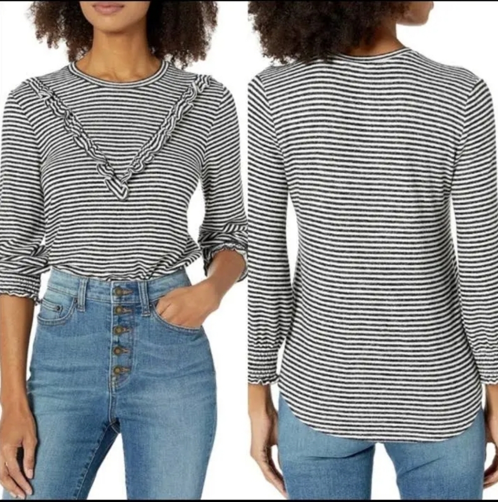 {L} Lucky Brand Cloud Jersey Ruffle Top